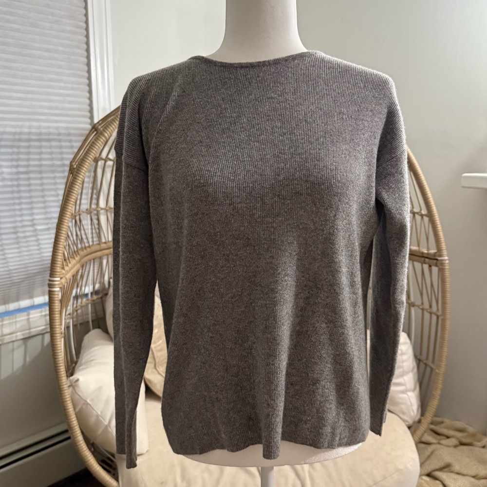 Linda Allard Ellen Tracy Gray Cashmere‎ Wool Blend Sweater Petite L
